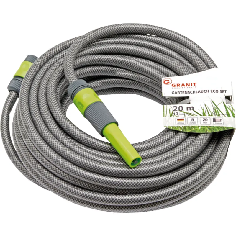 REHAU Gartenschlauch Set Eco 20 Meter Schlauch 1/2" Zoll mit Anschlüsse Wasserdüse