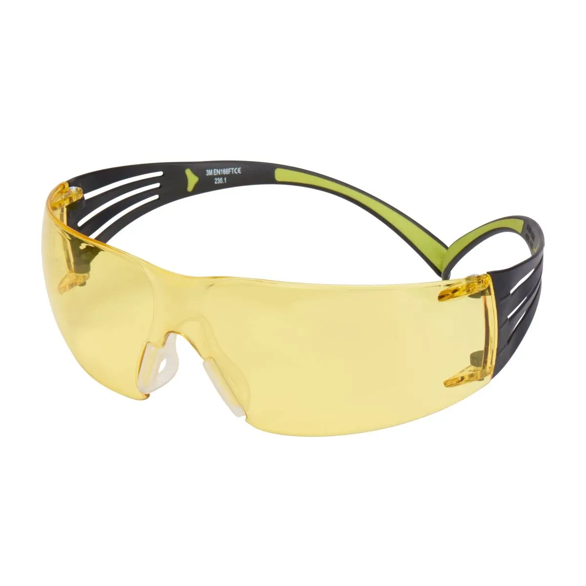 3M SecureFit 400 Schutzbrille, schwarze/grüne Bügel, Antikratz-/Anti-Fog-Beschichtung, gelbe Scheibe, SF403AS/AF-EU