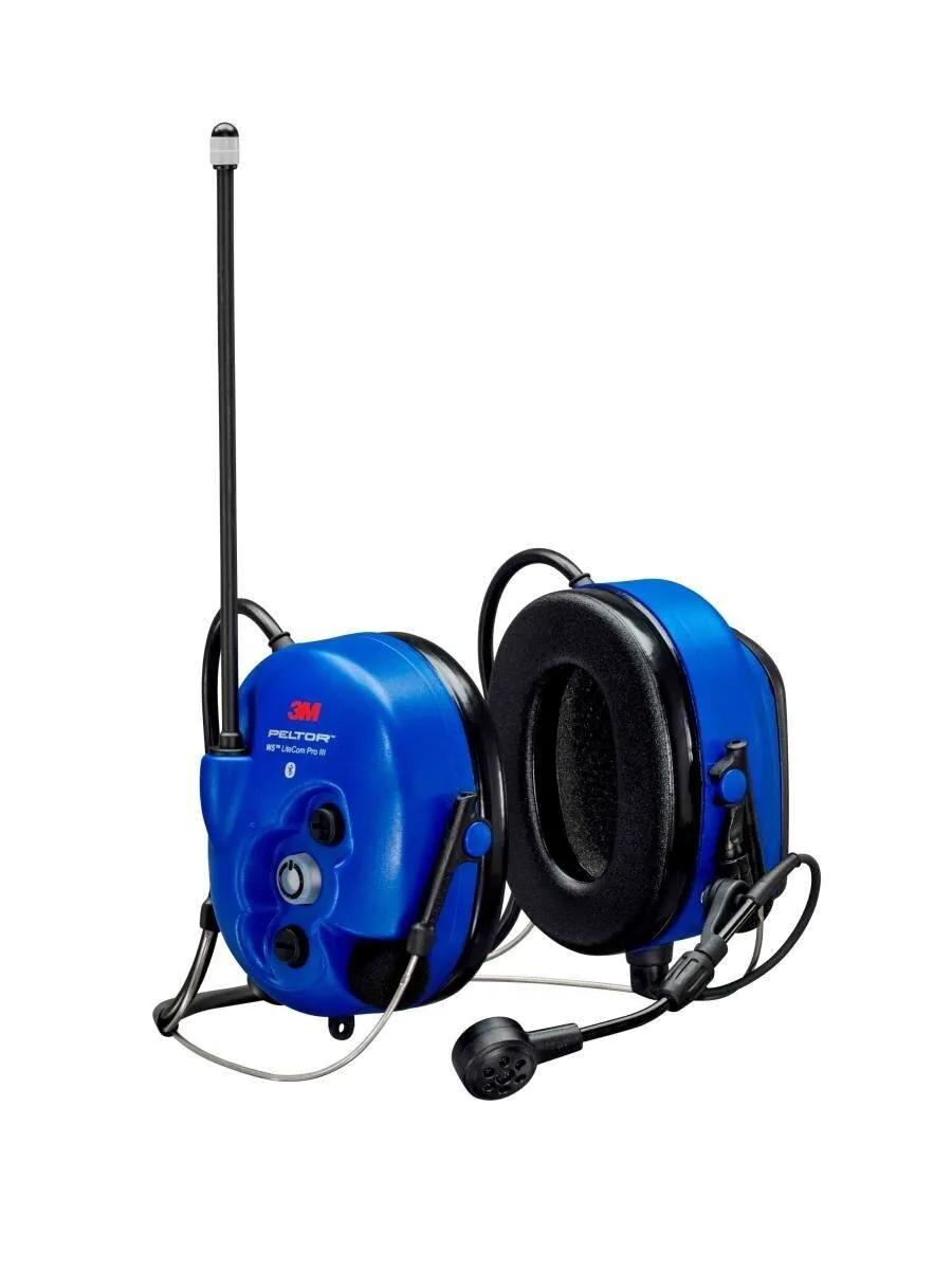 3M Peltor WS LiteCom PRO III ATEX Nackenversion, programmierbares Analog-/Digital-Funkgerät (403-470 MHz), Bluetooth-Funktion ATEX-geprüft, SNR = 32 dB, blau