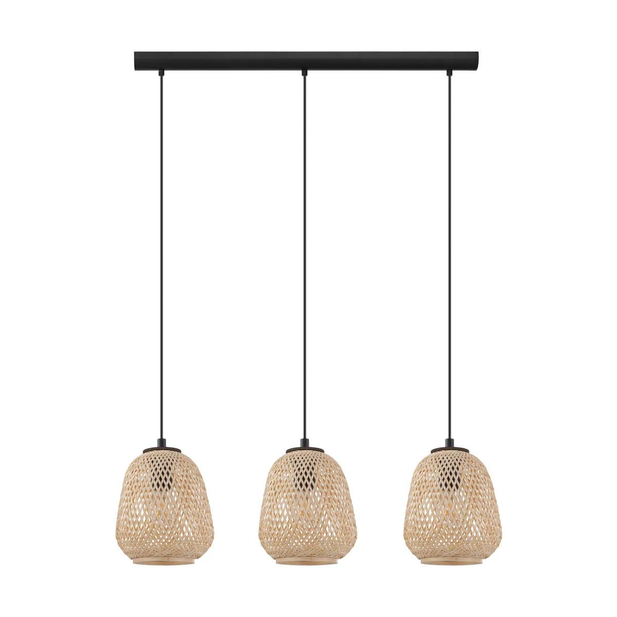 Hanging Ceiling Pendant Light Round Wicker Shade 3 x 40W E27 Kitchen Island