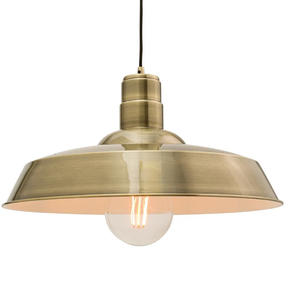 Hanging Ceiling Pendant Light GLOSS BRASS Industrial Dish Lamp Bulb Holder Kit