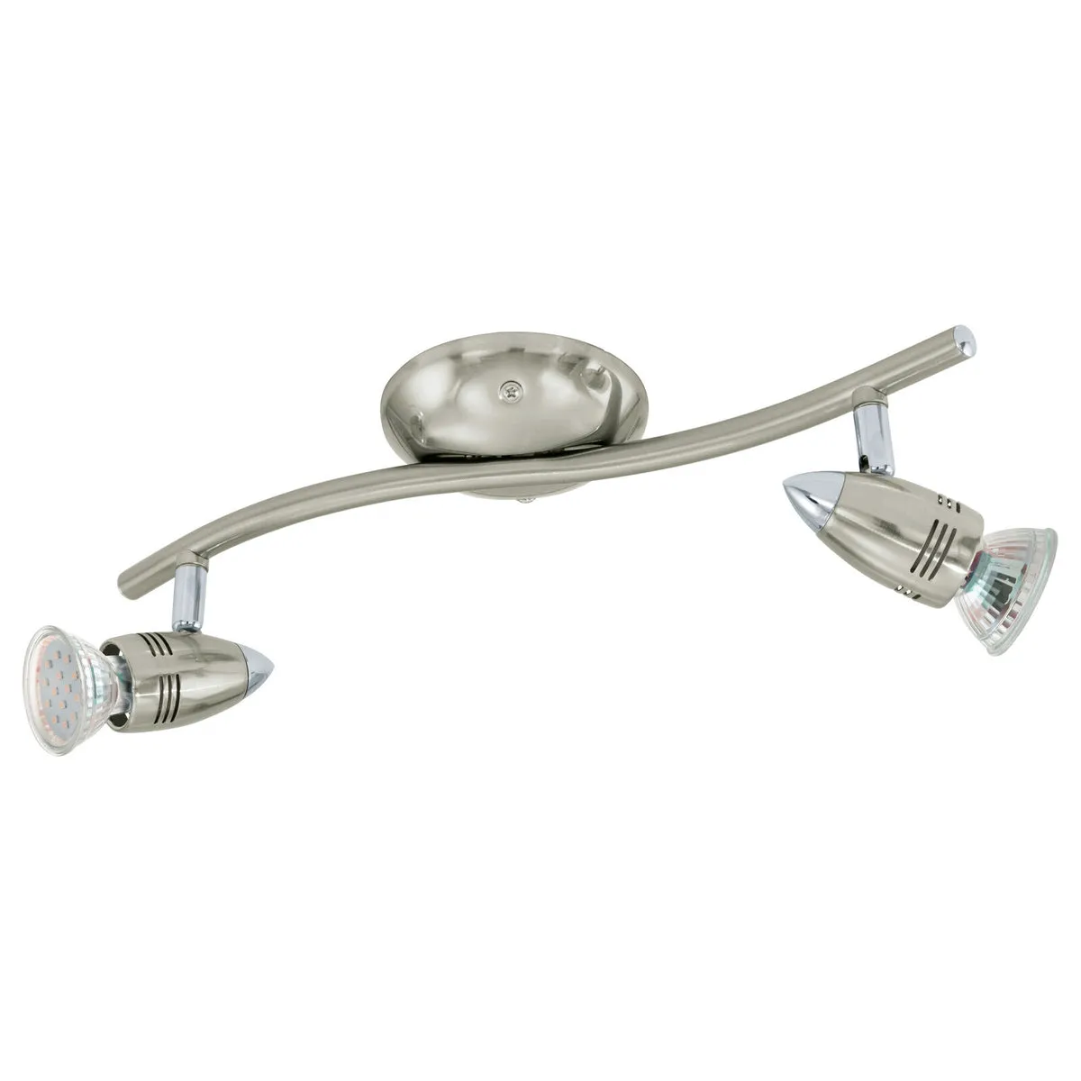 Flush Ceiling Light Colour Satin Nickel Chrome Shade Bulb GU10 2x3W Included