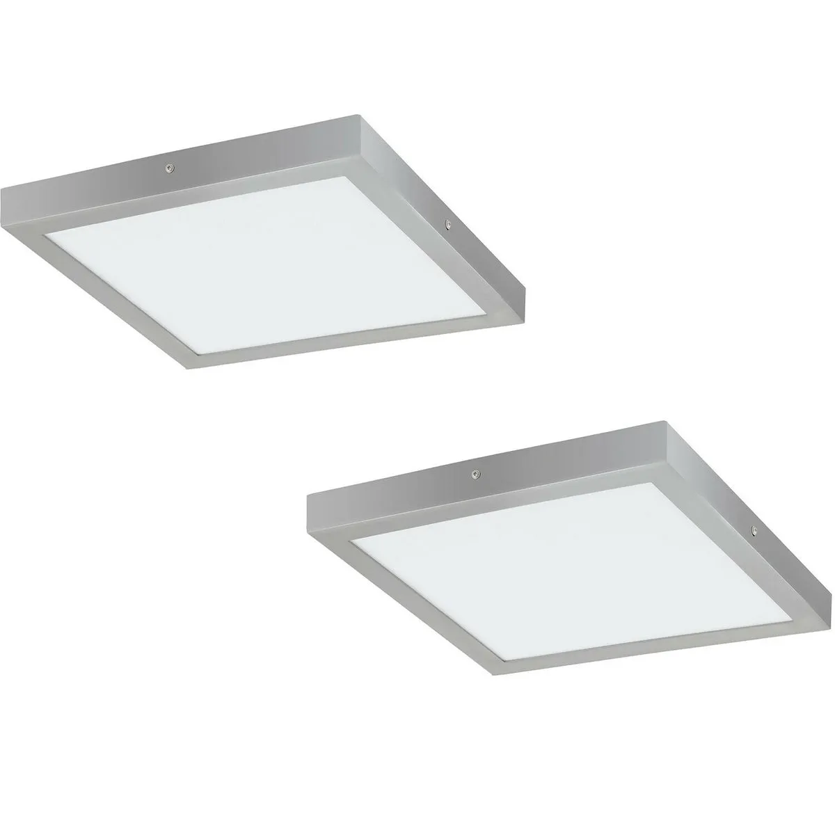 2 PACK Wall / Ceiling Light Silver 400mm Square Surface Mounted 25W LED 4000K