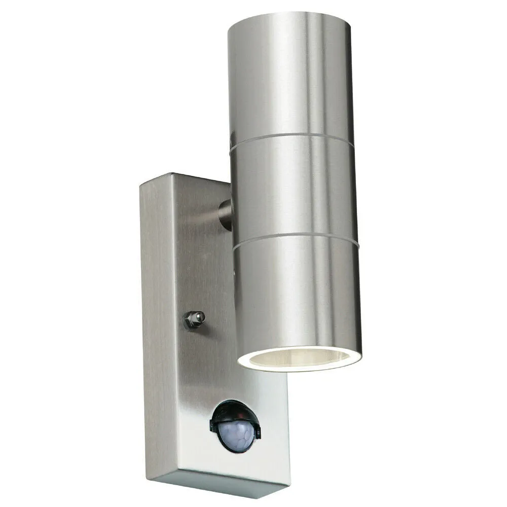 IP44 Outdoor Twin Light Stainless Steel Round Doorway Lamp Wall Porch Security