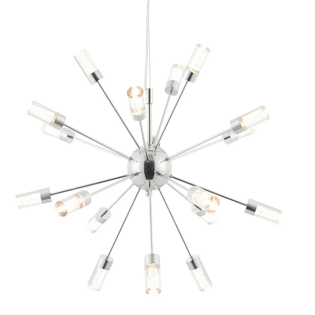 LED Ceiling Pendant Light 18W Warm White Bulb Chrome Hanging Star Feature Kit