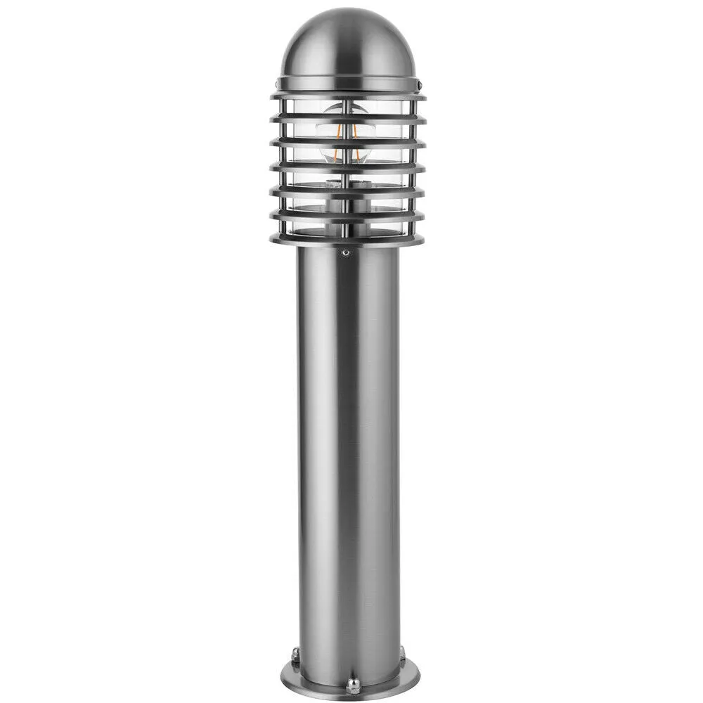 Outdoor Post Bollard Light Polished Steel Vandal Proof External Pathway Lamp