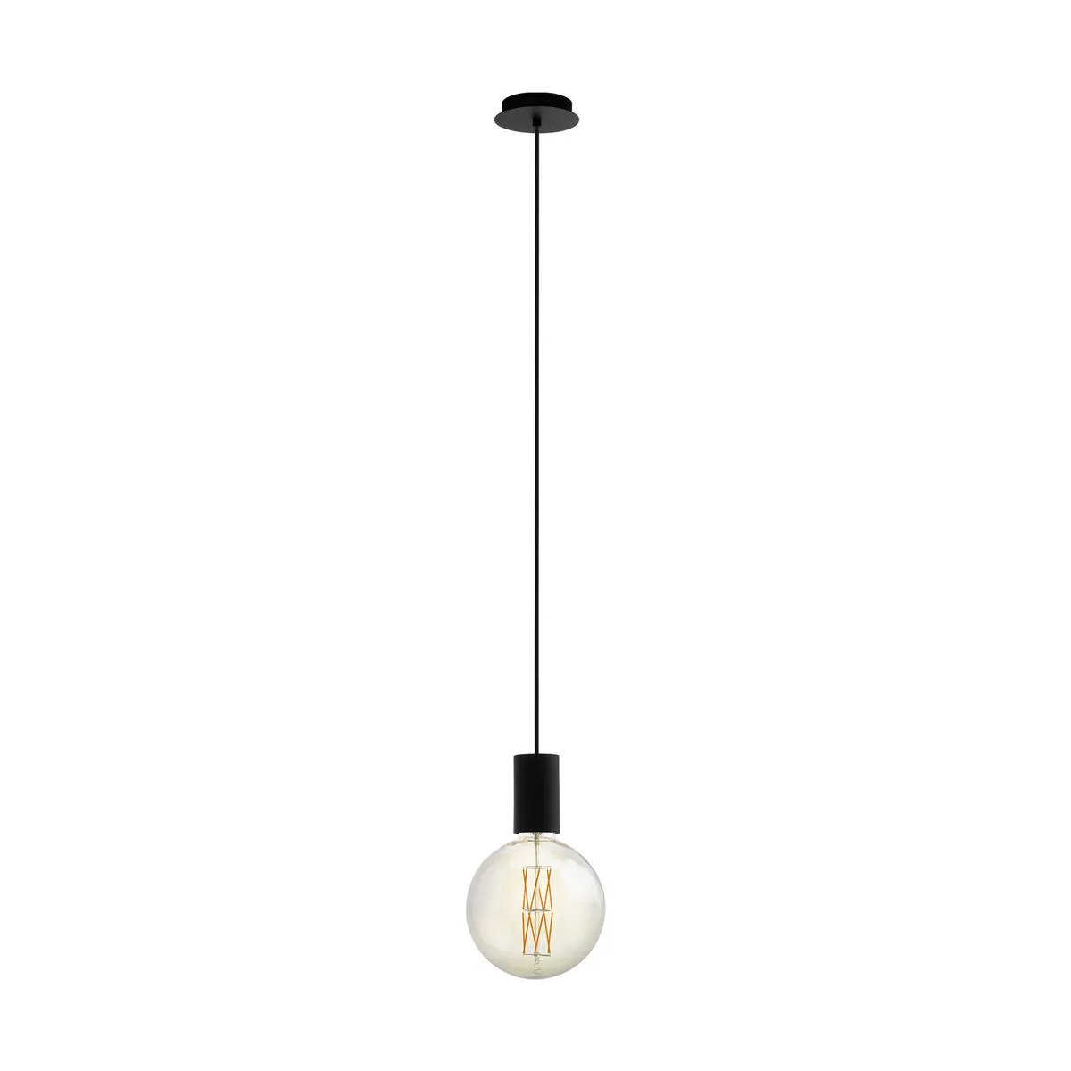 Pendant Ceiling Light Colour Black Single Shade Long Length Cable E27 1x40W