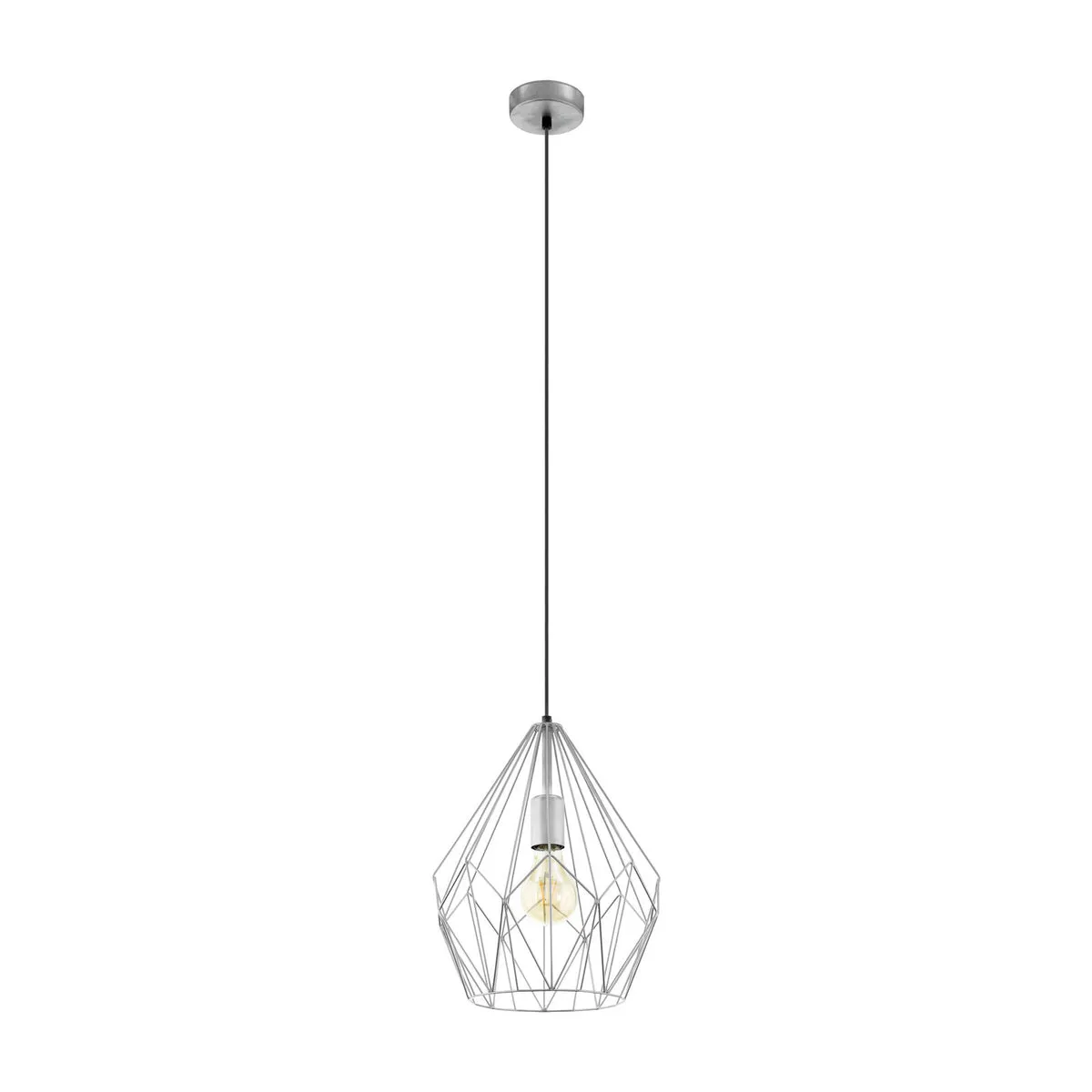 Hanging Ceiling Pendant Light Silver Wire Cage 1x 60W E27 Hallway Feature Lamp