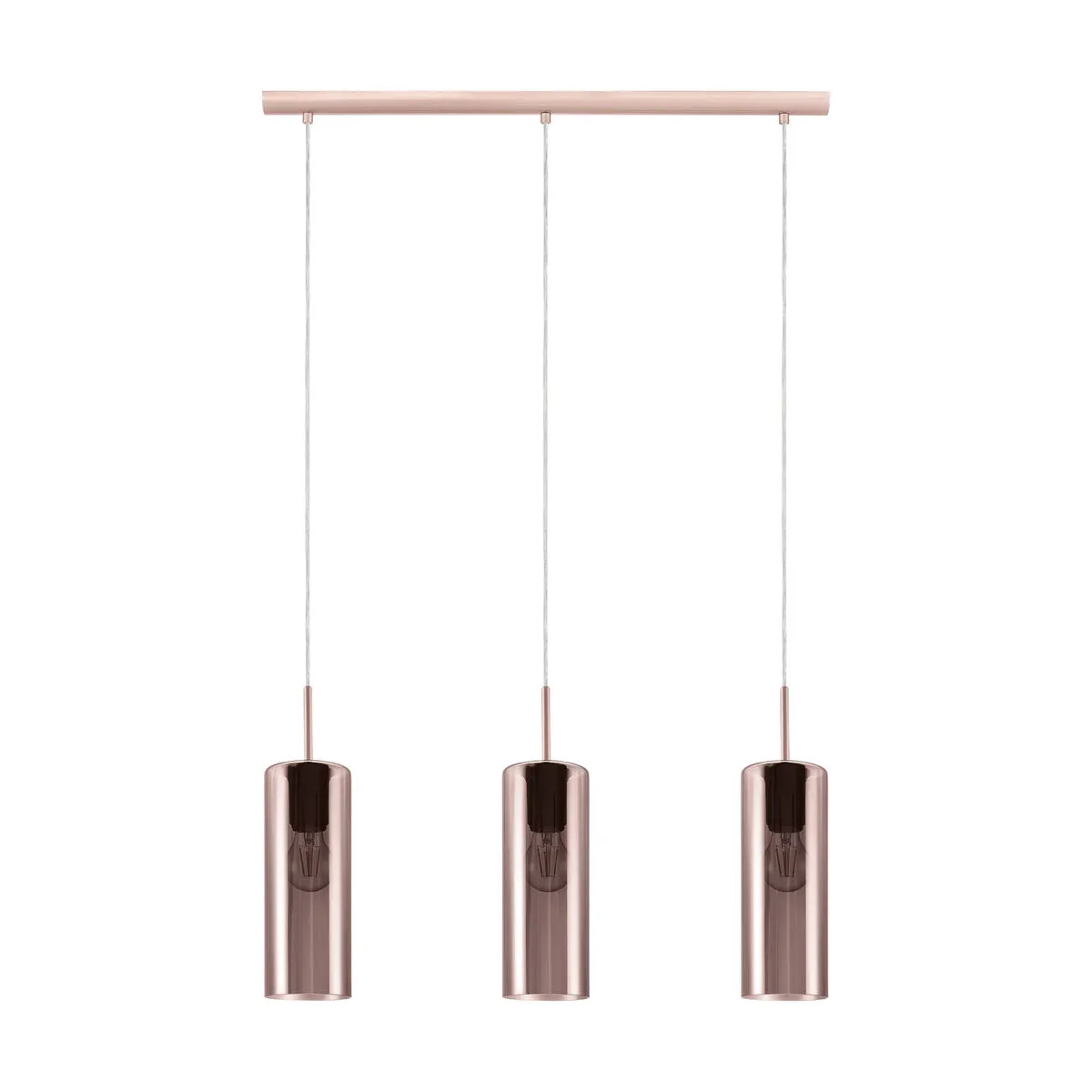 Pendant Light Satin Nickel Shade Copper Coloured Glass Vaporized Bulb E27 3x15W