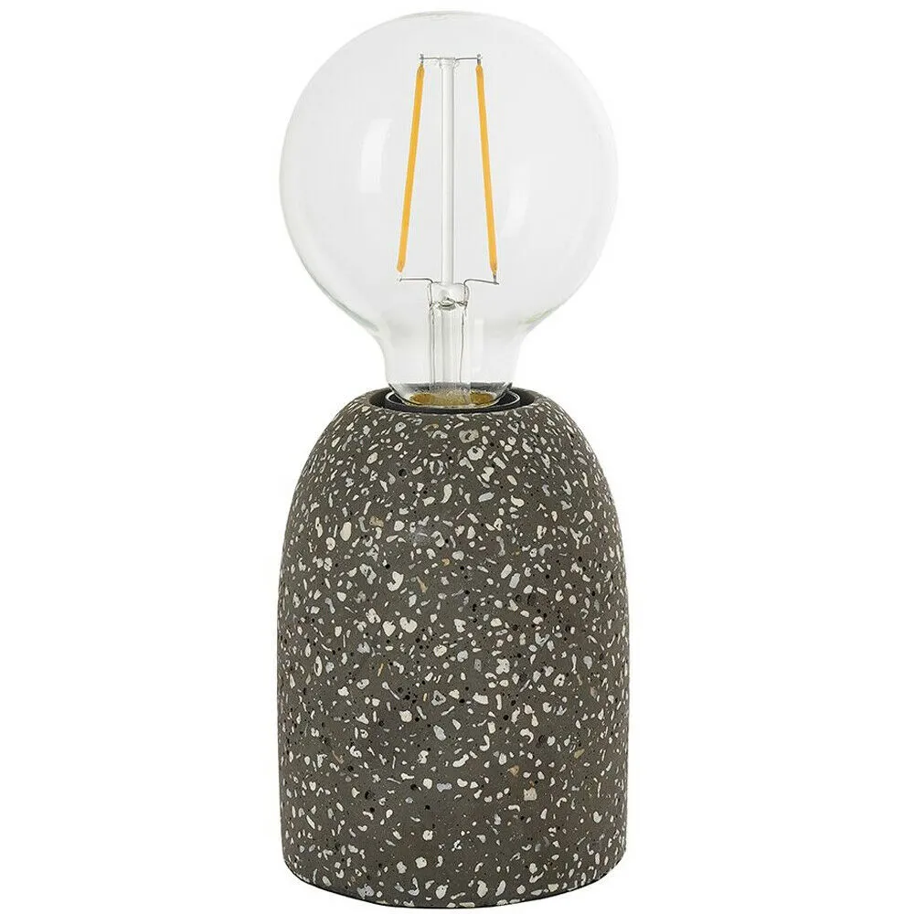 Modern Terrazzo Mini Table Lamp Black Speckled Marble Bedside Bulb Holder Light