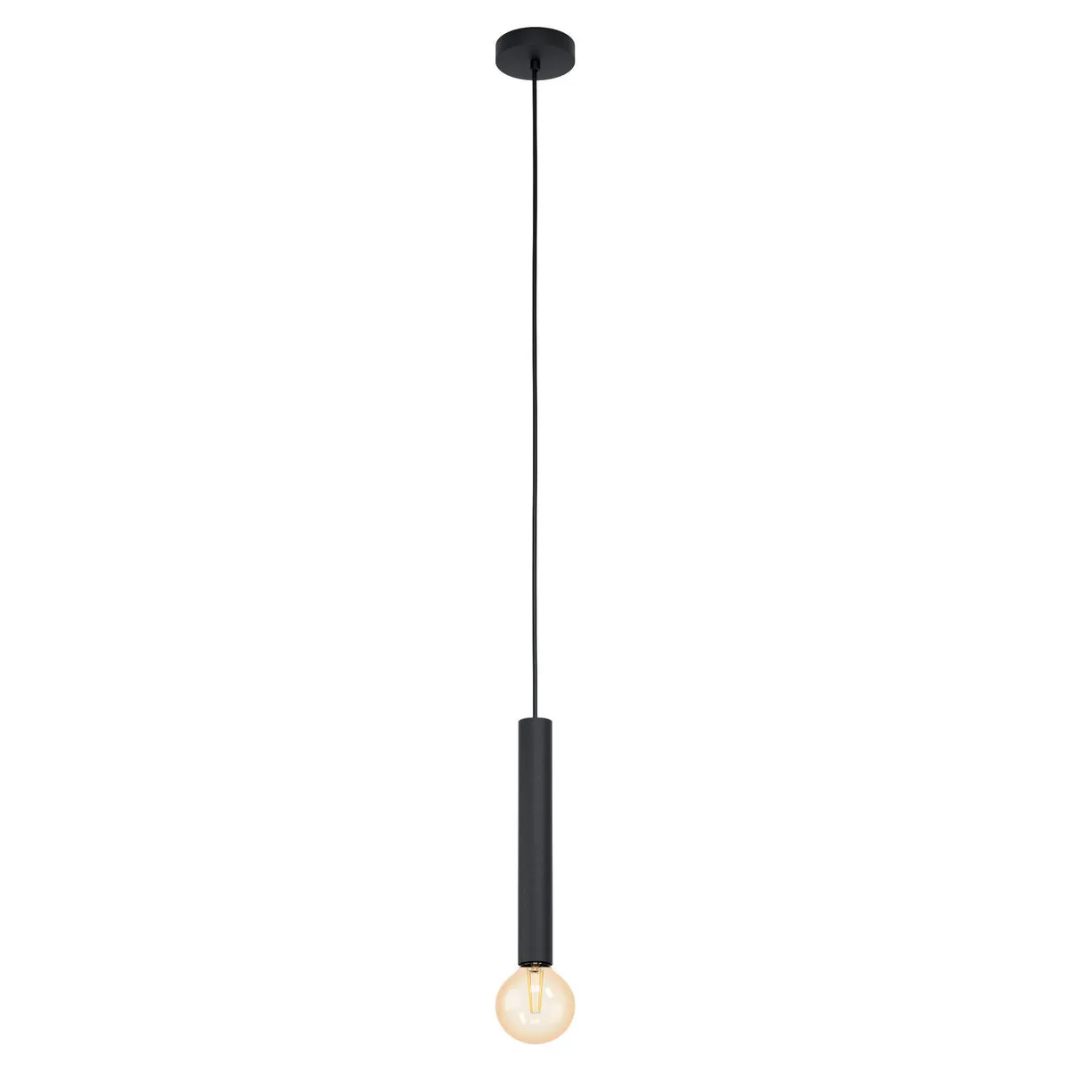 Pendant 1 Bulb Ceiling Light Colour Black Long Shade Holder Bulb E27 1x60W