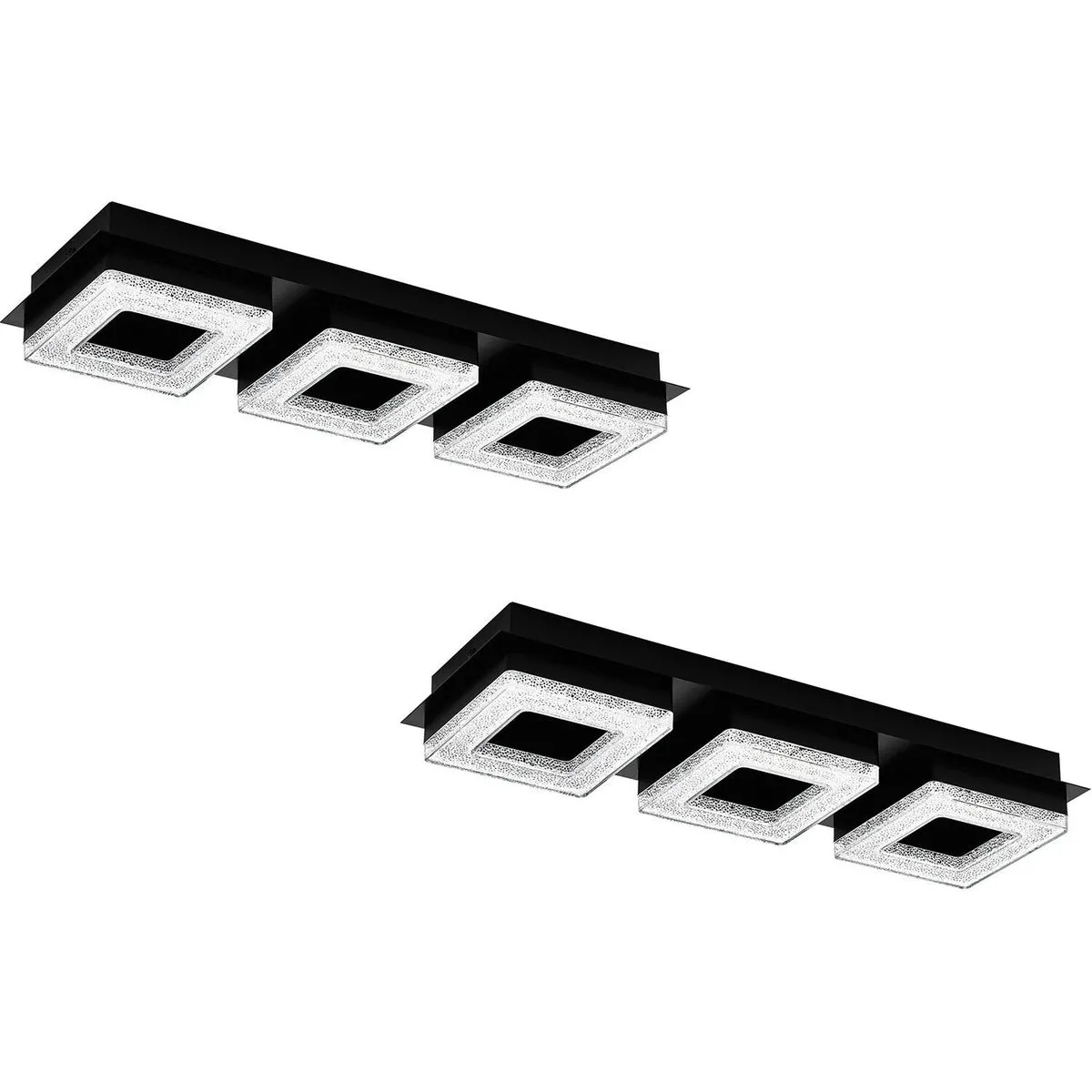 2 PACK Wall Flush Ceiling Light Black Shade Black Clear Plastic Crystal LED 3x4W
