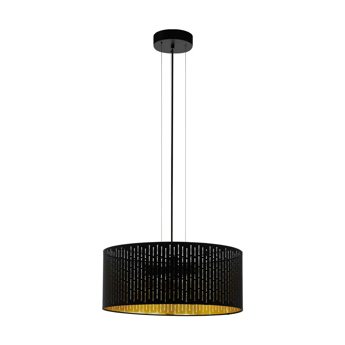 Pendant Light Colour Black Shade Black Gold Fabric With Cut Outs Bulb E27 3x40W