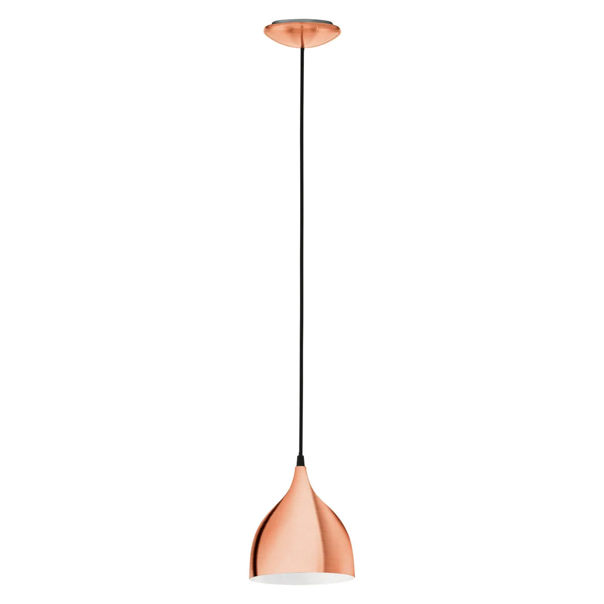 Pendant Light Brushed Copper Coloured Steel Rose and Shade Bulb E27 1x60W