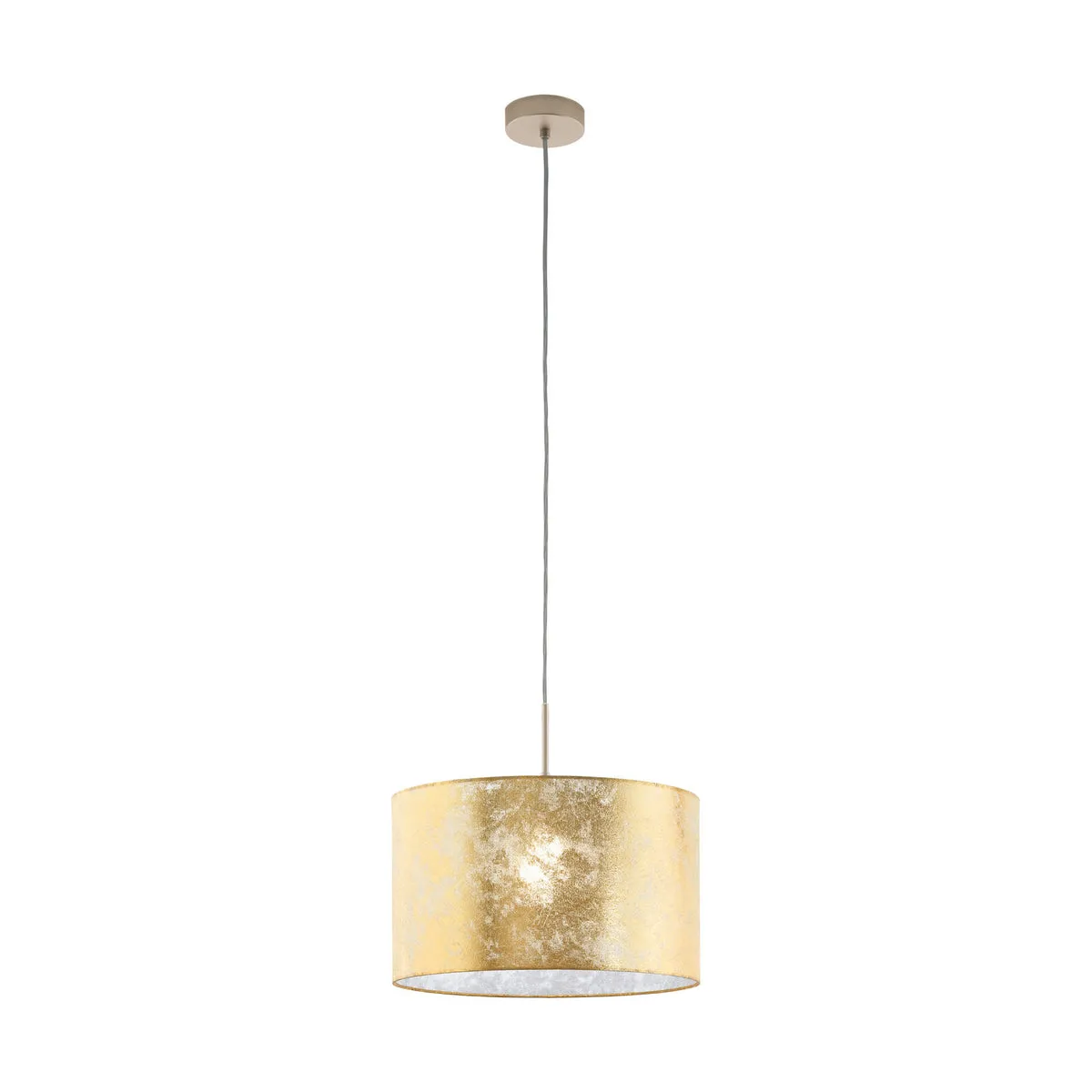 Pendant Ceiling Light Colour Champagne Shade Gold Fabric Bulb E27 1x60W