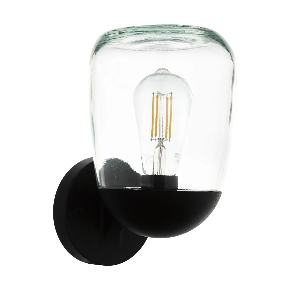 IP44 Outdoor Wall Light Black Aluminium & Plastic 1 x 60W E27 Bulb Lamp