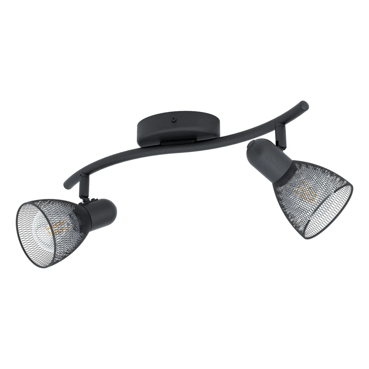 Flush Ceiling 2 Spot Light Colour Black Wave Bracket Mesh Look Shade E14 2x40W