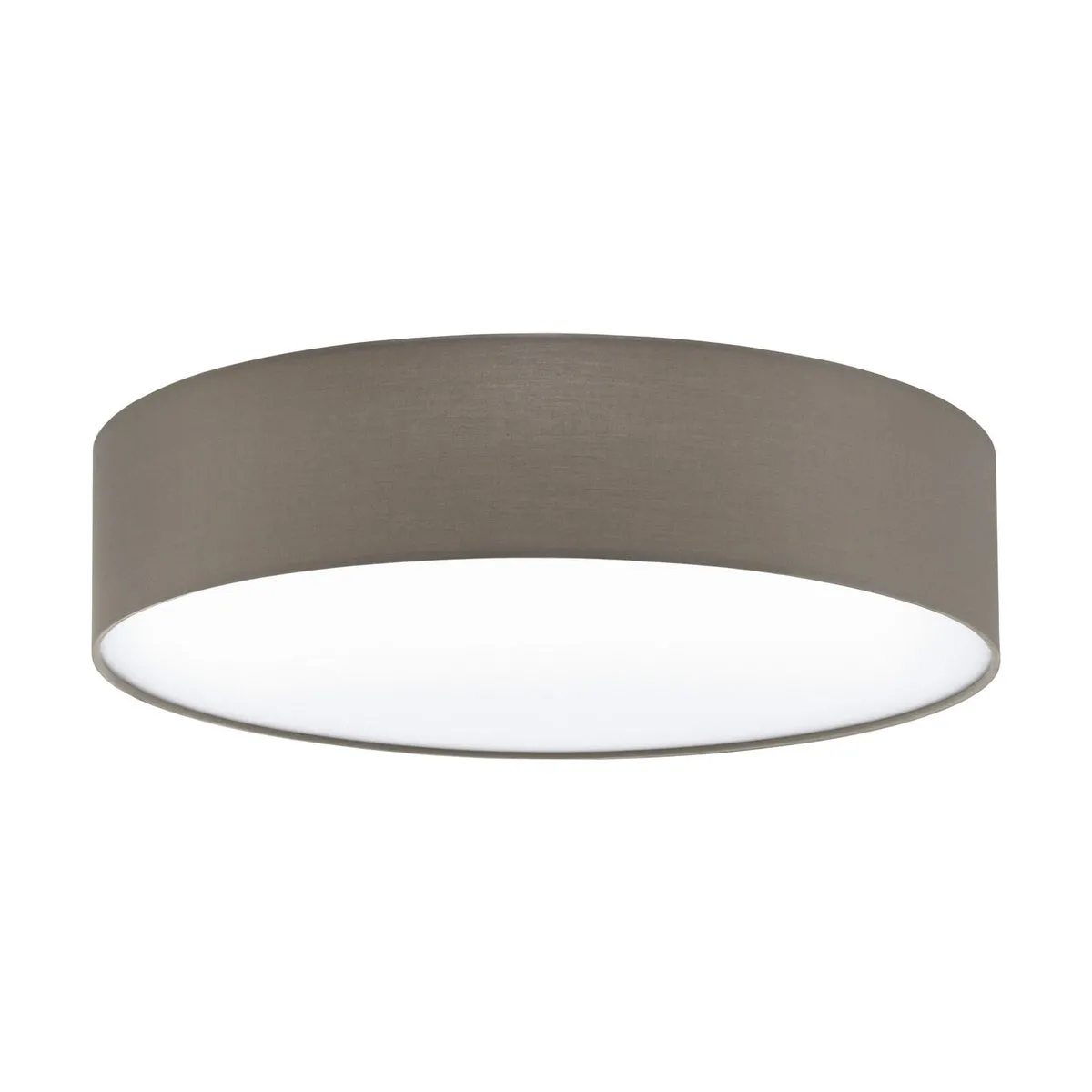 Flush Ceiling Light Colour White Shade Taupe White Fabric Bulb E27 3x60W