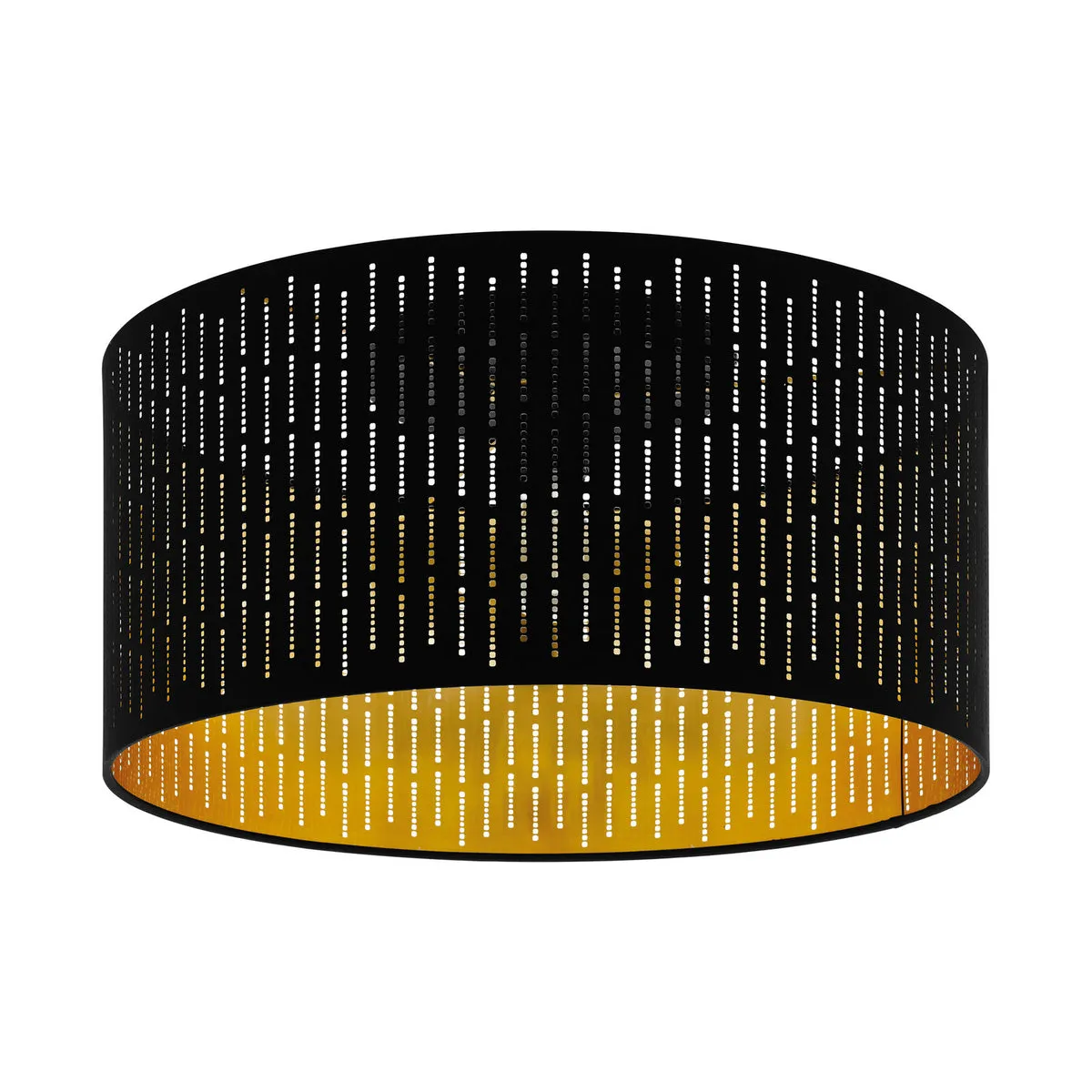 Flush Ceiling Light Black Shade Black Gold Fabric With Cut Outs Bulb E27 1x40W