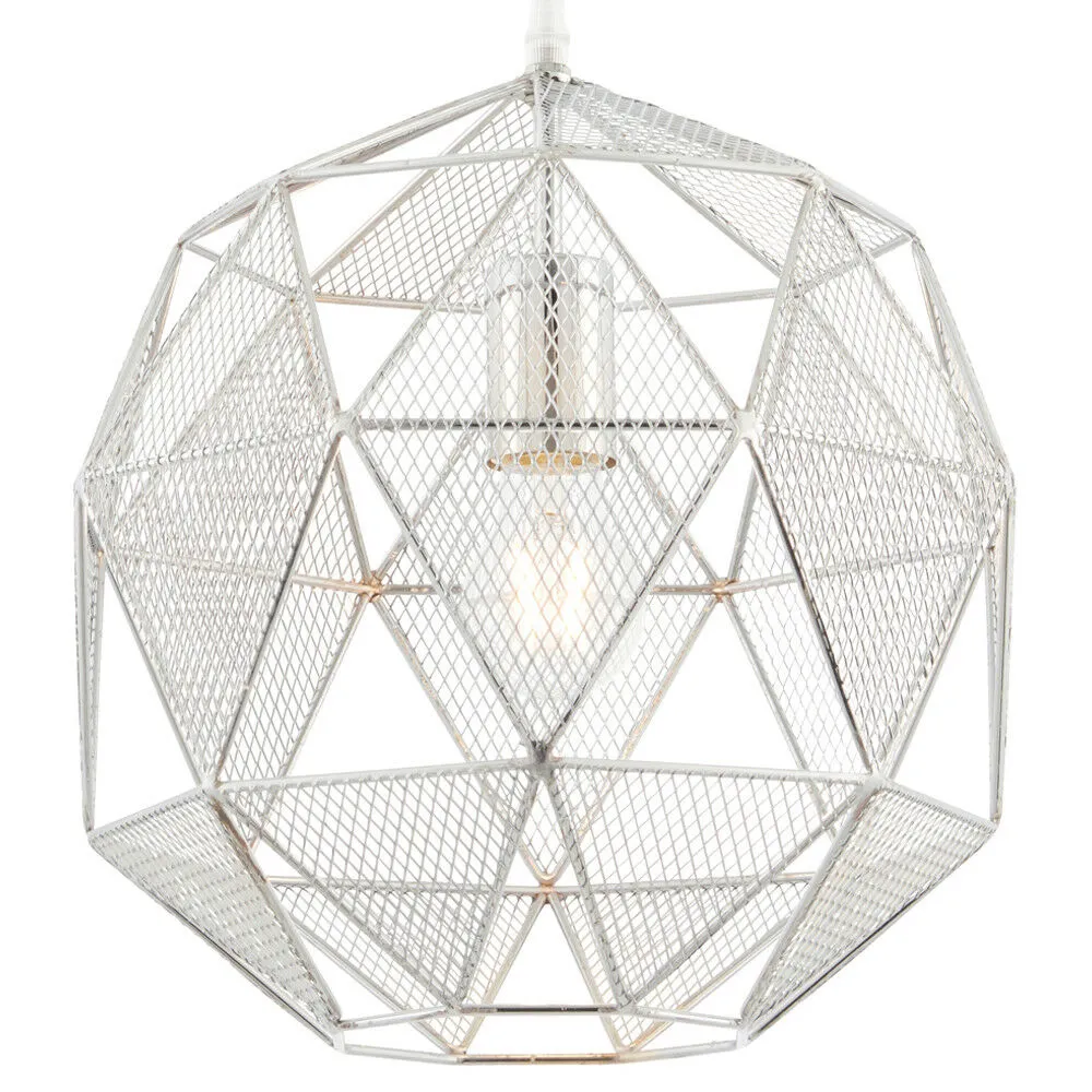 Hanging Ceiling Pendant Light CHROME Geometric Lamp Shade Bulb Holder Fitting