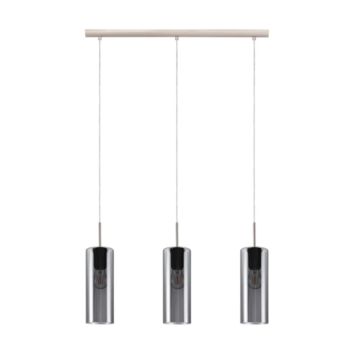 Pendant Light Satin Nickel Shade Black Transparent Glass Vaporized E27 3x15W
