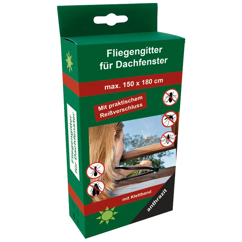 Granit Fliegengitter für Dachfenster mit Reißverschluss selbstklebend anthrazit