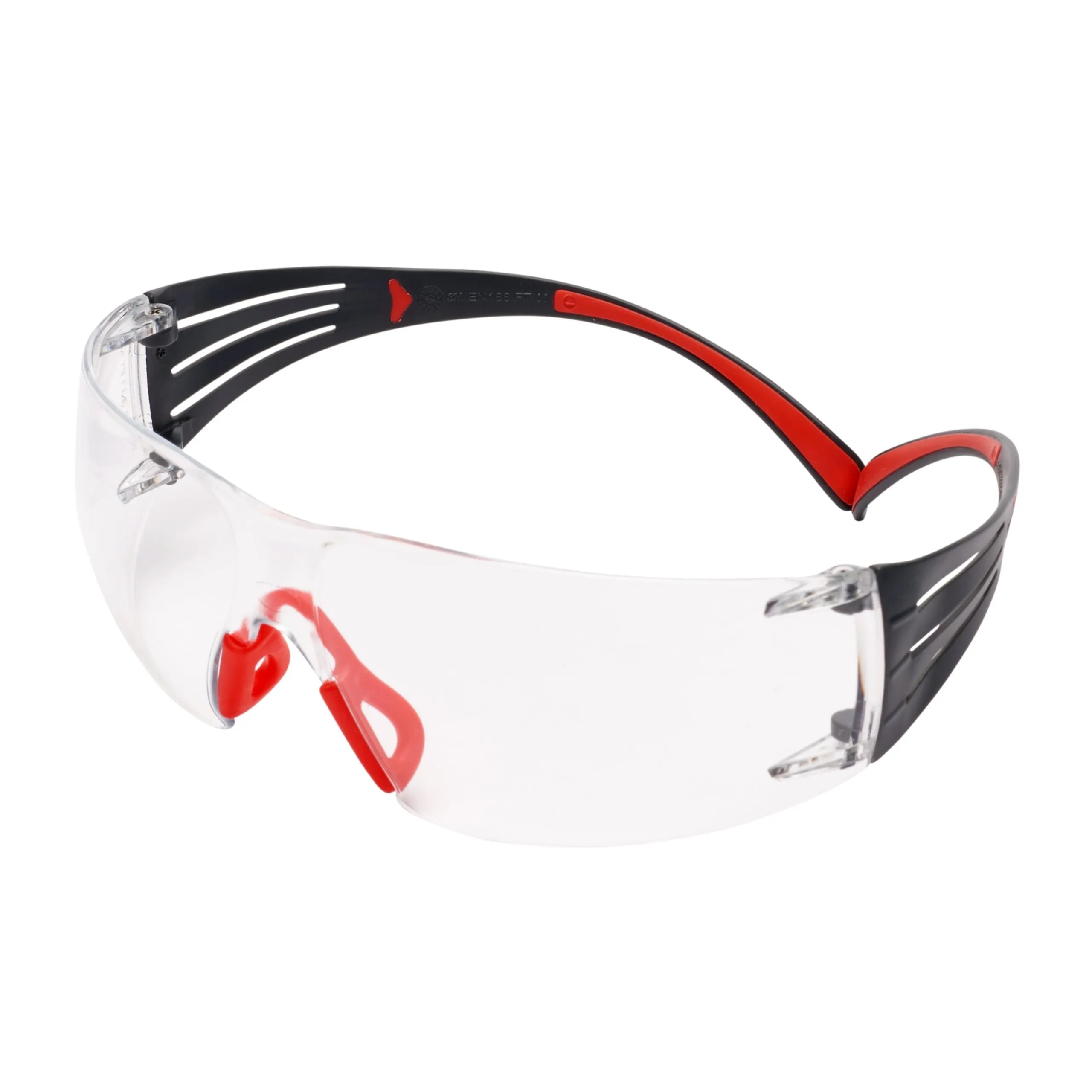 3M SecureFit 400 Schutzbrille, rot/graue Bügel, Scotchgard Anti-Fog-/Antikratz-Beschichtung (K&N), transparente Scheibe, SF401SGAF-RED-EU