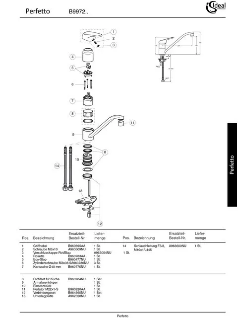 Ideal Standard Strahlregler PL-HC-IT, M22x1-S, chrom B960920AA