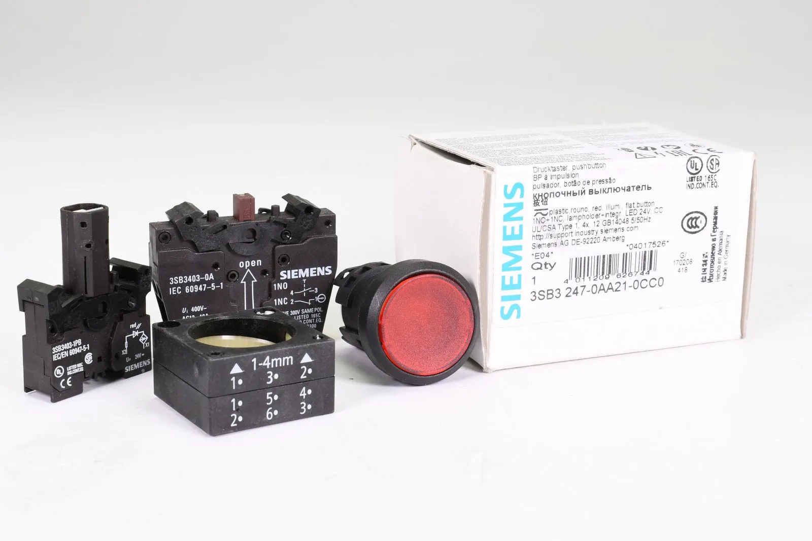 SIEMENS 3SB3247-0AA21-0CC0, Leuchtdrucktaster, E:04