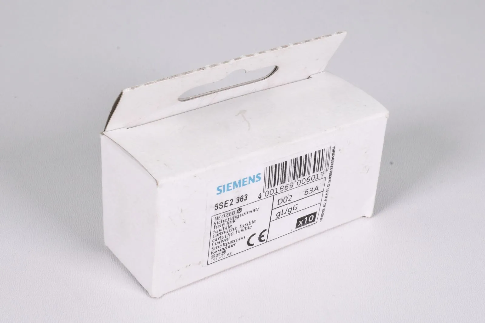 SIEMENS 5SE2 363, D02 63A gL/gG, Sicherungseinsatz, (1PE=10Stk.)