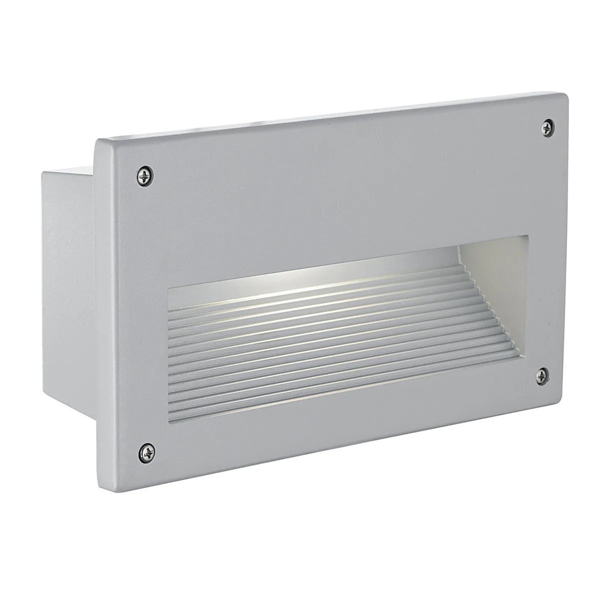 IP44 Recessed Outdoor Wall Light Silver Cast Aluminium 1 x 40W E14 Bulb